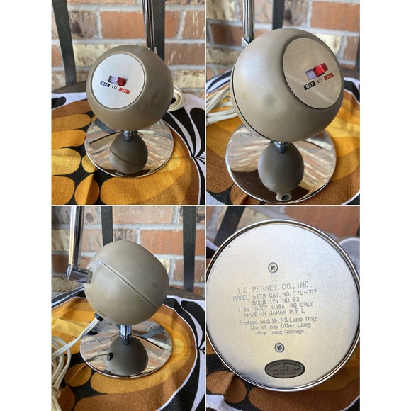 MCM J.C Penny Model 6678 Eyeball & Chrome Desk Table Lamp Made in Japan Vintage - Picture 2 of 3